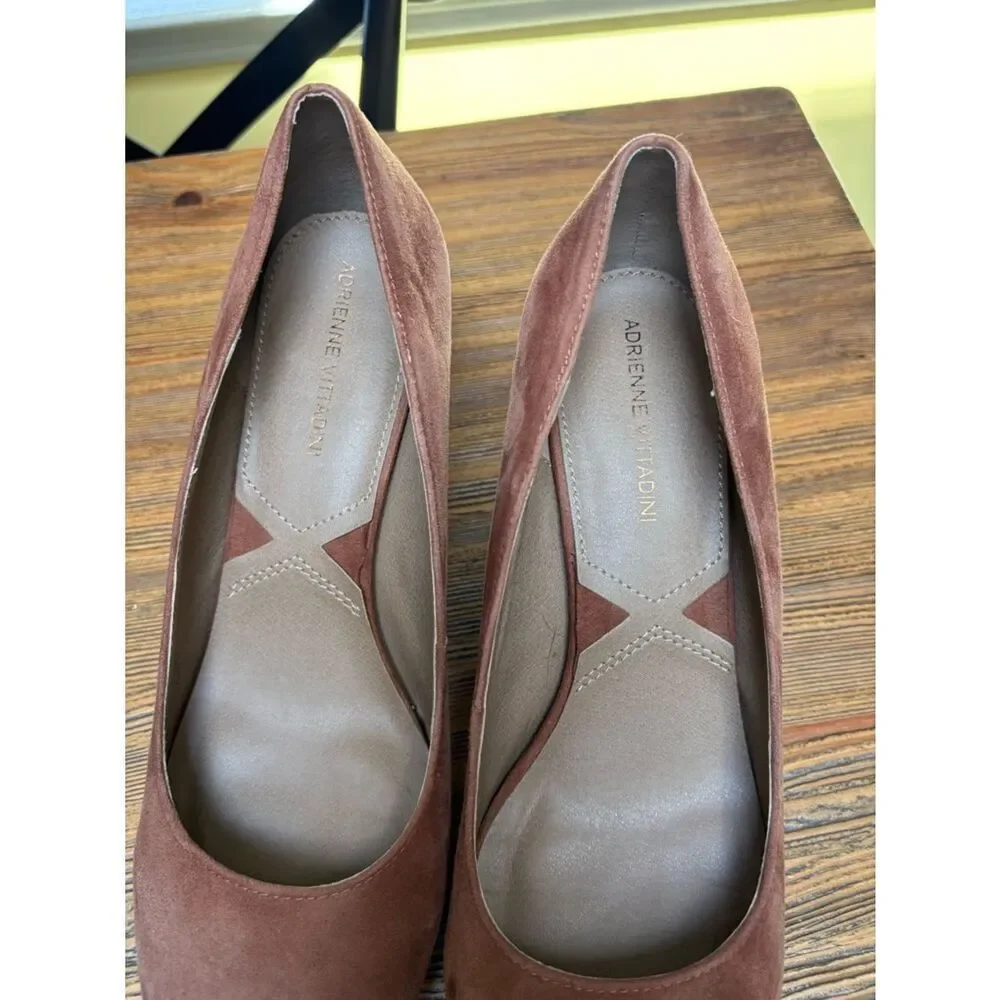 Adrienne Vittadini Rust Suede Round-Toe Pumps